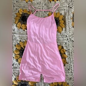 SHEIN Pink Ribbed Romper
